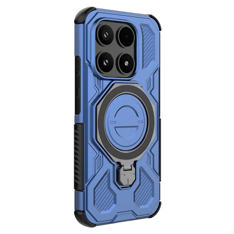 For Xiaomi 17 Magnetic Case Rotating Metal Kickstand Shockproof PC + TPU Phone Back Cover - Dark Blue