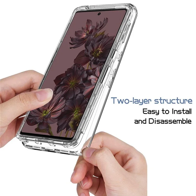 Für Google Pixel 7 Pro 5G Handyhülle 3-in-1 PC + TPU Handy-Schale Farbverlauf stoßfeste Hülle mit PET-Bildschirmschutz - Schwarz