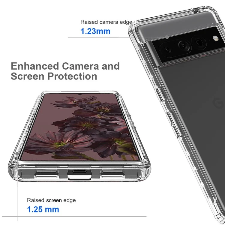 Für Google Pixel 7 Pro 5G Handyhülle 3-in-1 PC + TPU Handy-Schale Farbverlauf stoßfeste Hülle mit PET-Bildschirmschutz - Schwarz