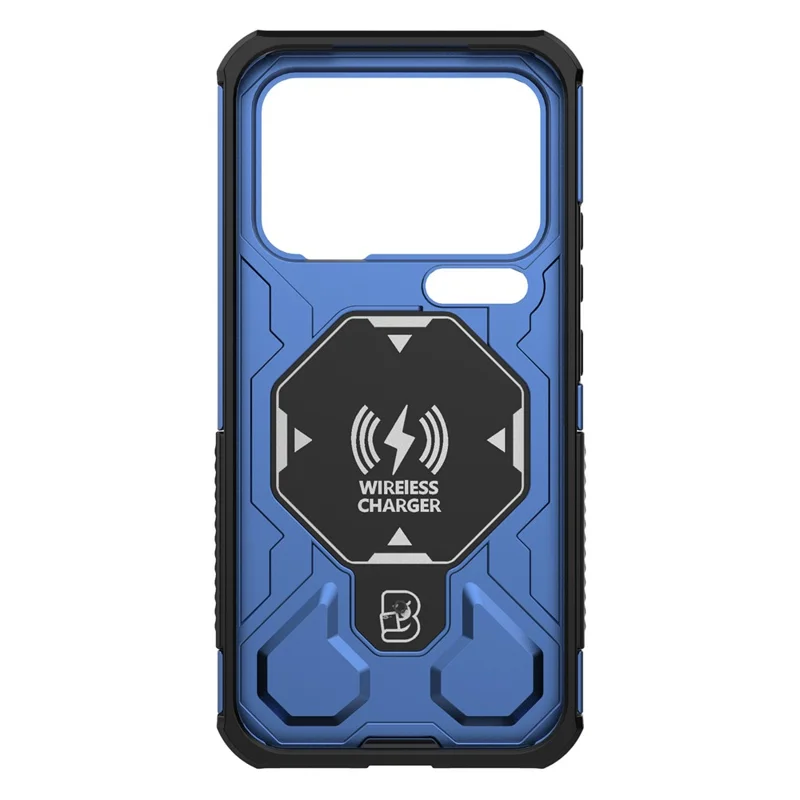 For Xiaomi 17 Pro Max Magnetic Case Rotating Metal Kickstand Shockproof PC + TPU Phone Back Cover - Dark Blue