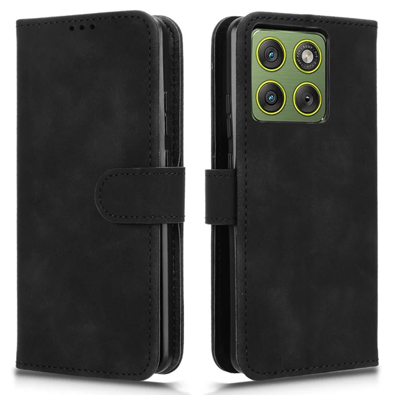 Pour Motorola Edge 70 5G Étui en cuir Peau Sensation Anti-chute Portefeuille Flip Housse de téléphone - Noir