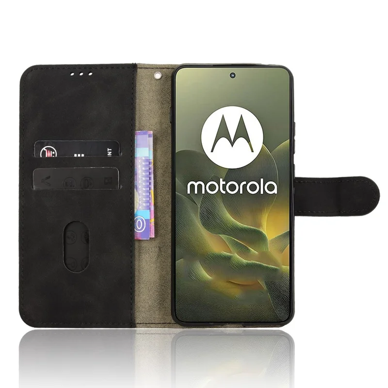 Pour Motorola Edge 70 5G Étui en cuir Peau Sensation Anti-chute Portefeuille Flip Housse de téléphone - Noir