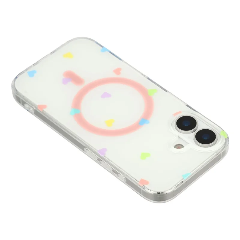 Coque iPhone 16 Petit Motif Cœur TPU + PC Housse Téléphone Protectrice Compatible avec MagSafe - Multicolore
