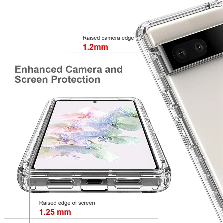 For Google Pixel 7 5G Stylish Gradient Color Phone Case Crystal Clear Soft TPU + Hard PC Hybrid Cover - Transparent