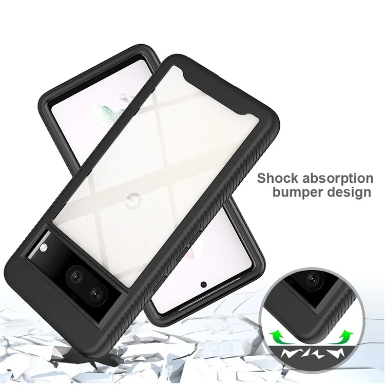 For Google Pixel 7 5G PC + TPU Full Protection Phone Case Anti-drop Protective Cover with PET Screen Protector - Black