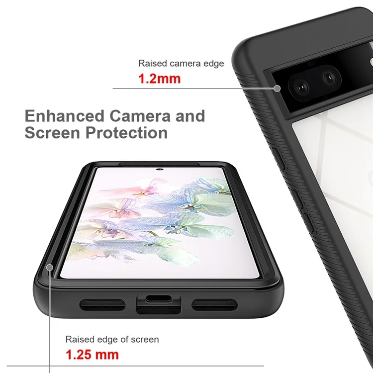 For Google Pixel 7 5G PC + TPU Full Protection Phone Case Anti-drop Protective Cover with PET Screen Protector - Black