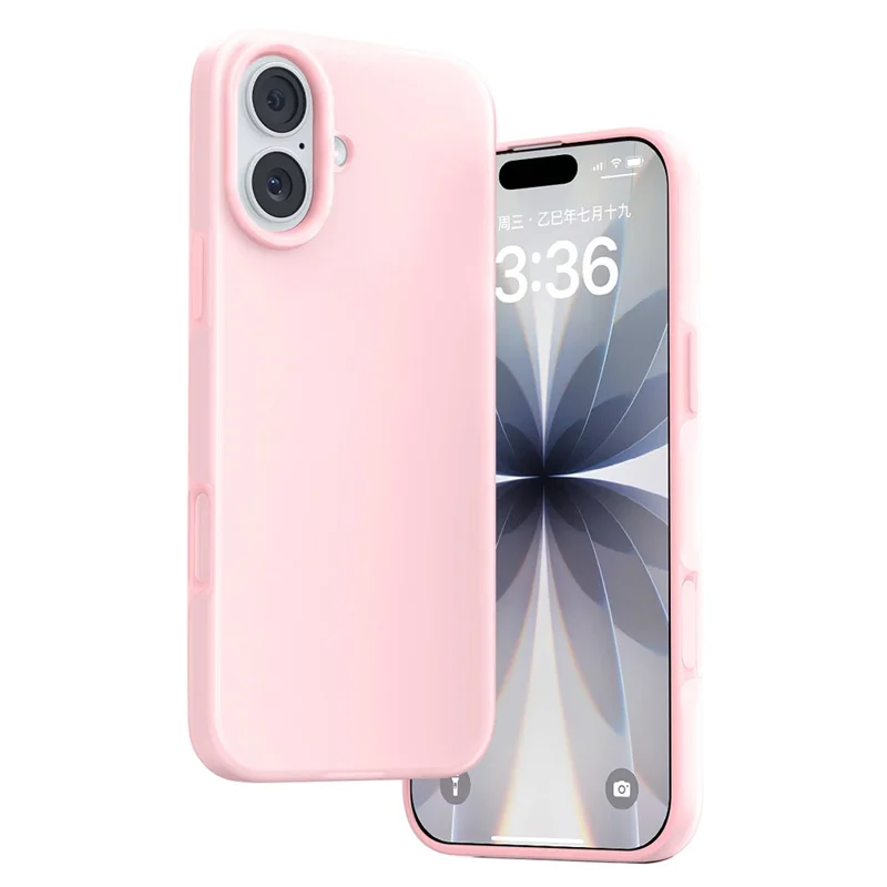 Capa para iPhone 17 Dissipação de Calor Líquido Transparente de Silicone + Capa de Telefone PC - Rosa