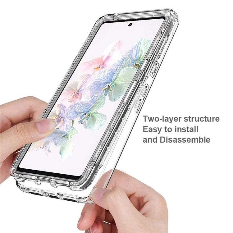 Para Google Pixel 7 5G Funda de teléfono celular 3 en 1 Híbrida PC + TPU a prueba de golpes con Protector de pantalla PET - Transparente