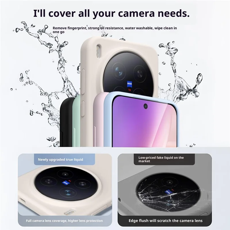 Чехол для vivo X300 Pro 5G Skin-Friendly Liquid Silicone + PC Phone Cover - Antique White