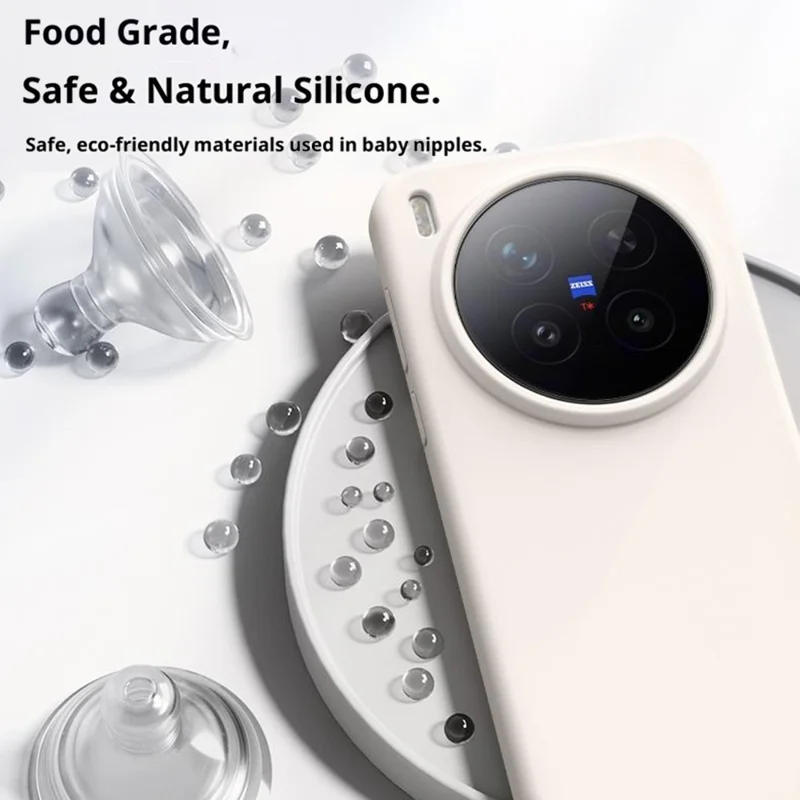 Чехол для vivo X300 Pro 5G Skin-Friendly Liquid Silicone + PC Phone Cover - Antique White