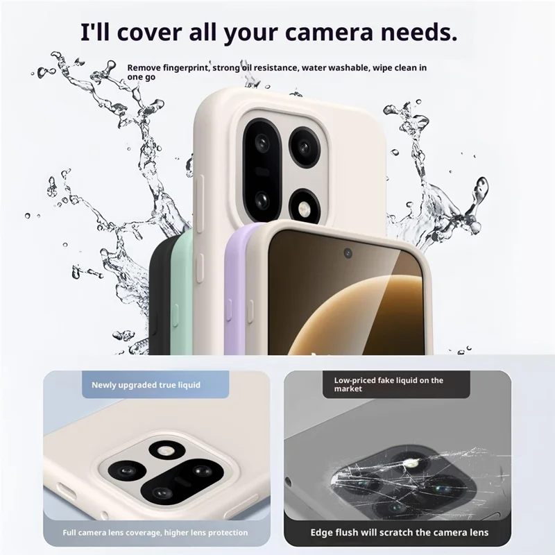 For OnePlus 15 5G Case Skin-Friendly Liquid Silicone + PC Phone Cover - White