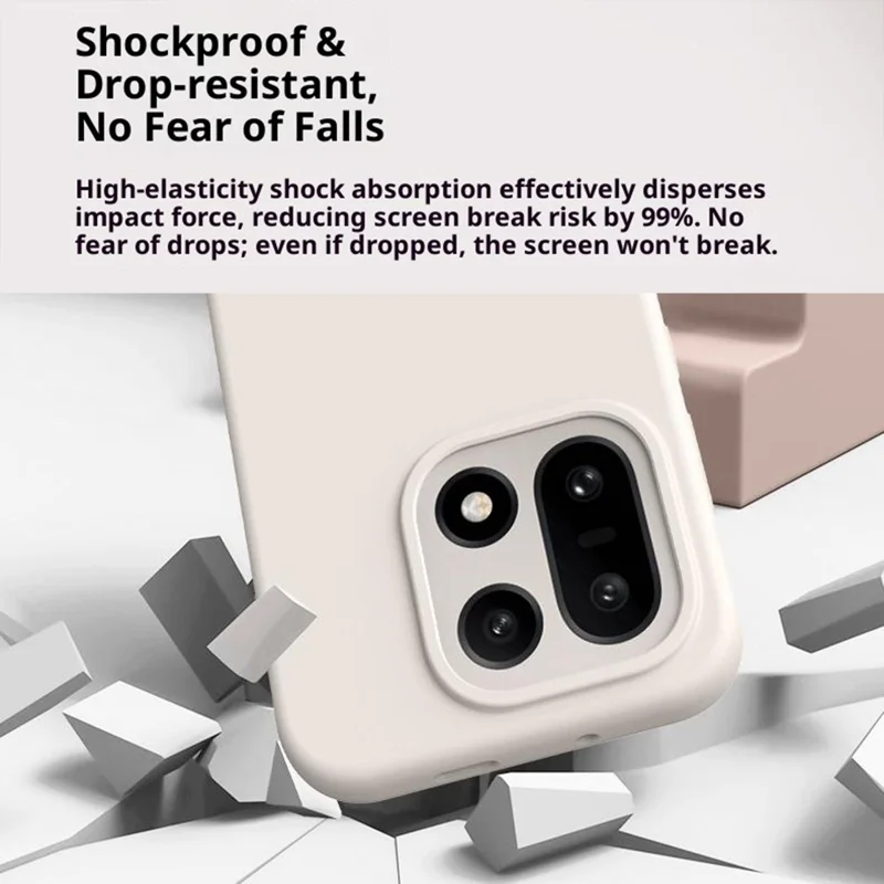 For OnePlus 15 5G Case Skin-Friendly Liquid Silicone + PC Phone Cover - White