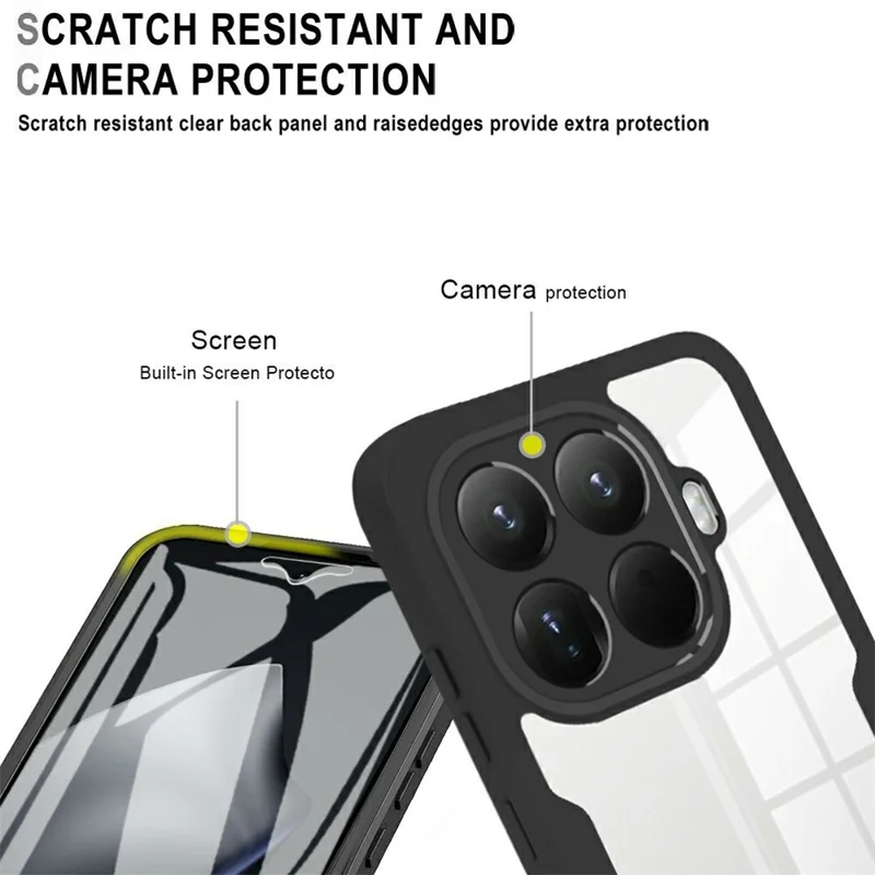 Capa Xiaomi 15T Pro Acrílico + Capa de Telefone TPU Transparente com Película de Tela PET - Preto