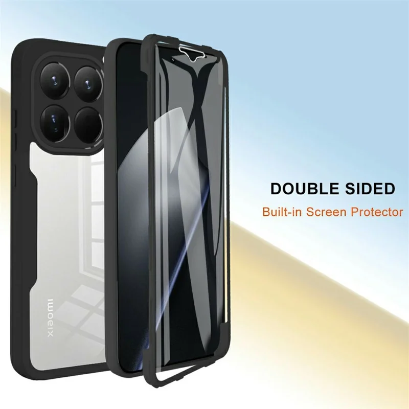 Capa Xiaomi 15T Pro Acrílico + Capa de Telefone TPU Transparente com Película de Tela PET - Preto