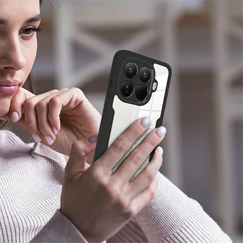 Capa Xiaomi 15T Pro Acrílico + Capa de Telefone TPU Transparente com Película de Tela PET - Preto