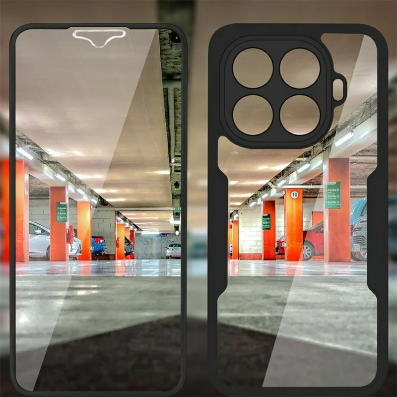 Capa Xiaomi 15T Pro Acrílico + Capa de Telefone TPU Transparente com Película de Tela PET - Preto