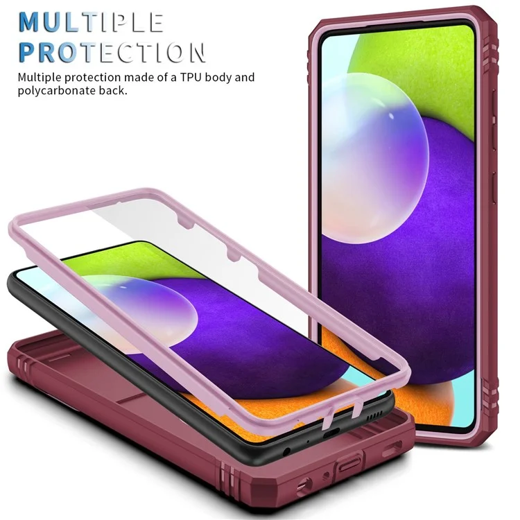 Funda para teléfono Samsung Galaxy A13 4G, anillo de soporte, resistente a arañazos, funda de teléfono móvil con tarjetero y tapa deslizante para la cámara - Rosa / Rojo oscuro