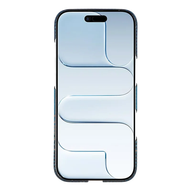 For iPhone Air Case Gradient Aramid Fiber Magnetic Phone Cover with Metal Lens Frame - Blue Floating Weave
