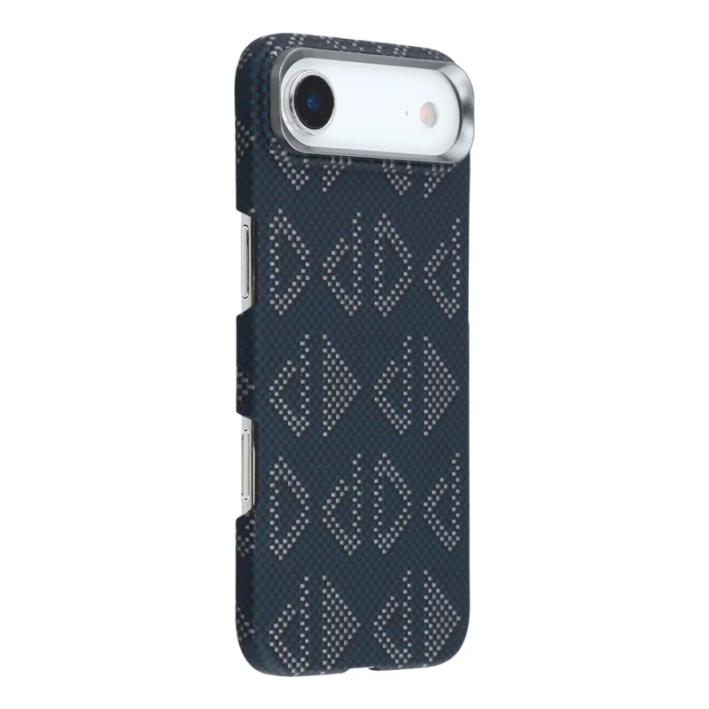 For iPhone Air Magnetic Case Geometric Pattern Aramid Fiber Phone Cover with Metal Lens Frame