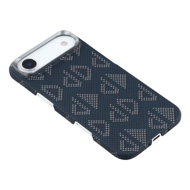 For iPhone Air Magnetic Case Geometric Pattern Aramid Fiber Phone Cover with Metal Lens Frame