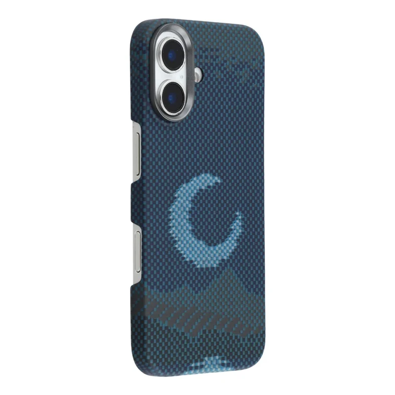 For iPhone 17 Magnetic Case Precise Cutouts Aramid Fiber Phone Cover with Metal Lens Frame - Moon