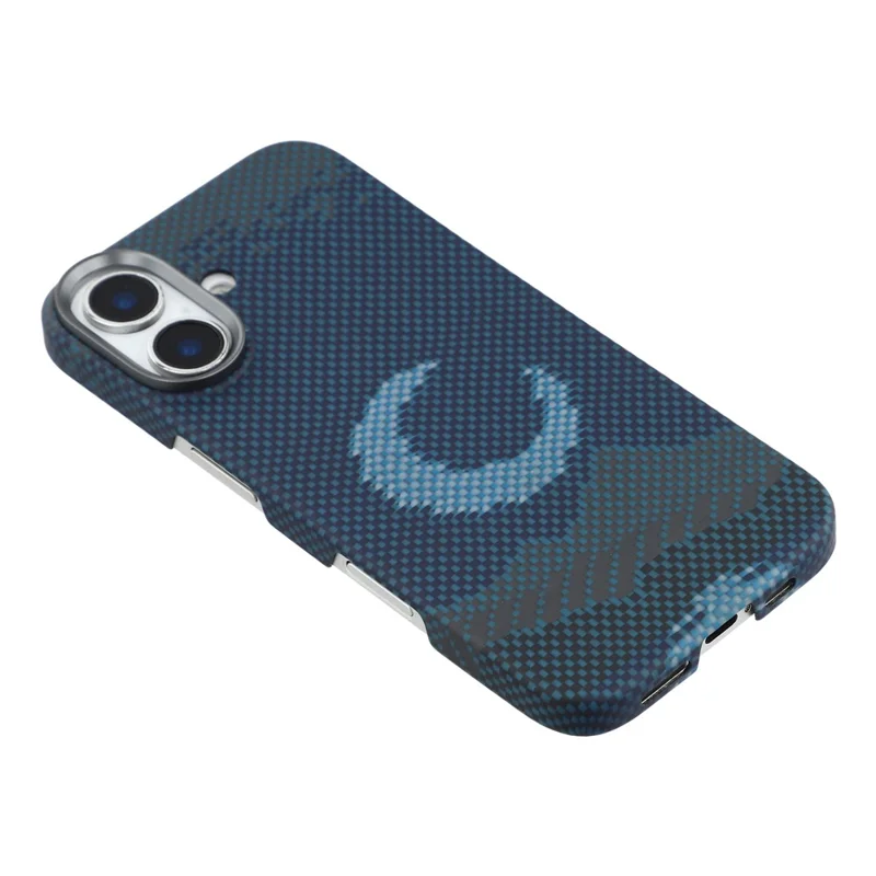 For iPhone 17 Magnetic Case Precise Cutouts Aramid Fiber Phone Cover with Metal Lens Frame - Moon