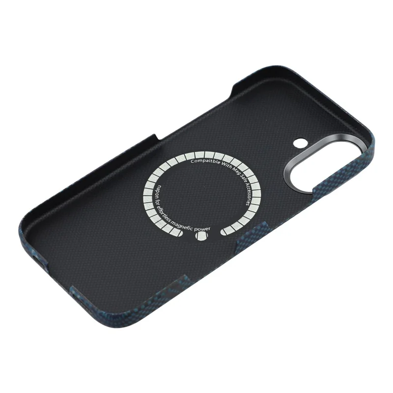 For iPhone 17 Magnetic Case Precise Cutouts Aramid Fiber Phone Cover with Metal Lens Frame - Moon