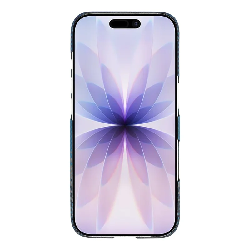 For iPhone 17 Case Gradient Aramid Fiber Magnetic Phone Cover with Metal Lens Frame - Blue Floating Weave