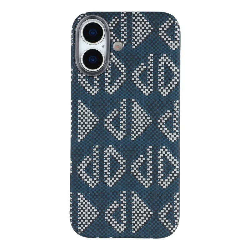 For iPhone 17 Magnetic Case Geometric Pattern Aramid Fiber Phone Cover with Metal Lens Frame