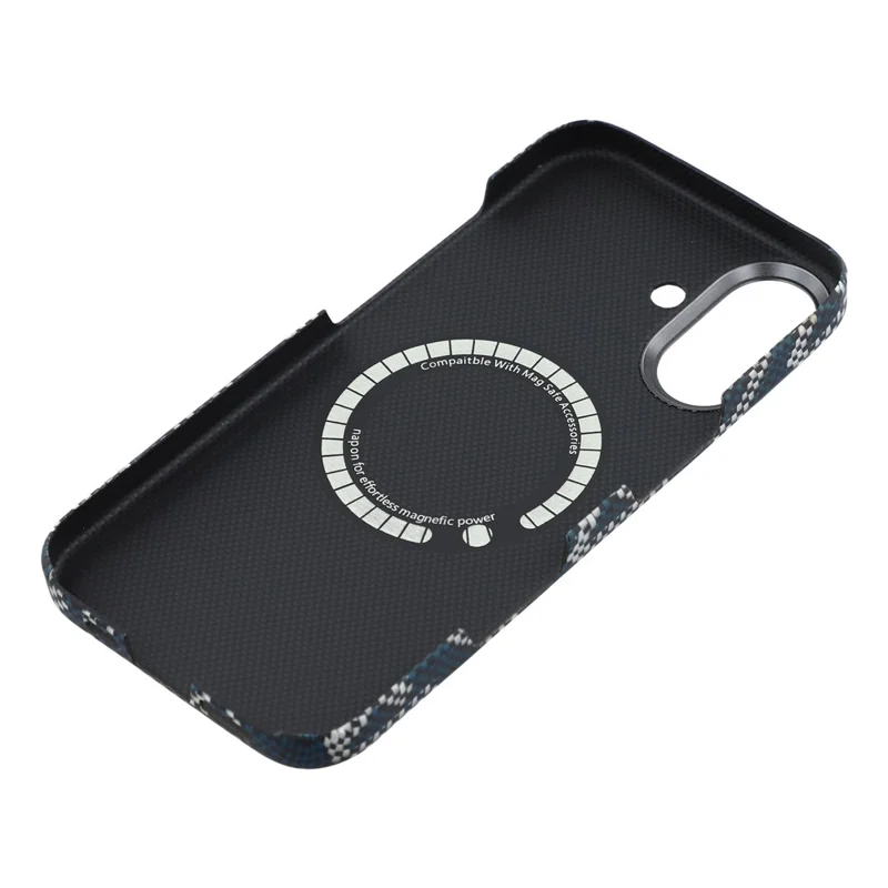 For iPhone 17 Magnetic Case Geometric Pattern Aramid Fiber Phone Cover with Metal Lens Frame
