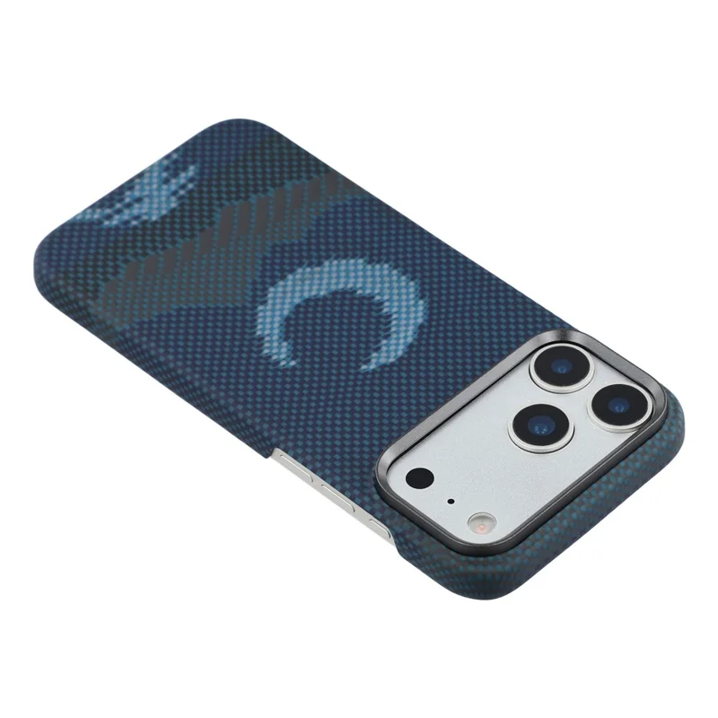 Étui magnétique pour iPhone 17 Pro Max Coupe précise Fibre d'aramide Couvercle de téléphone avec cadre de lentille en métal - Lune