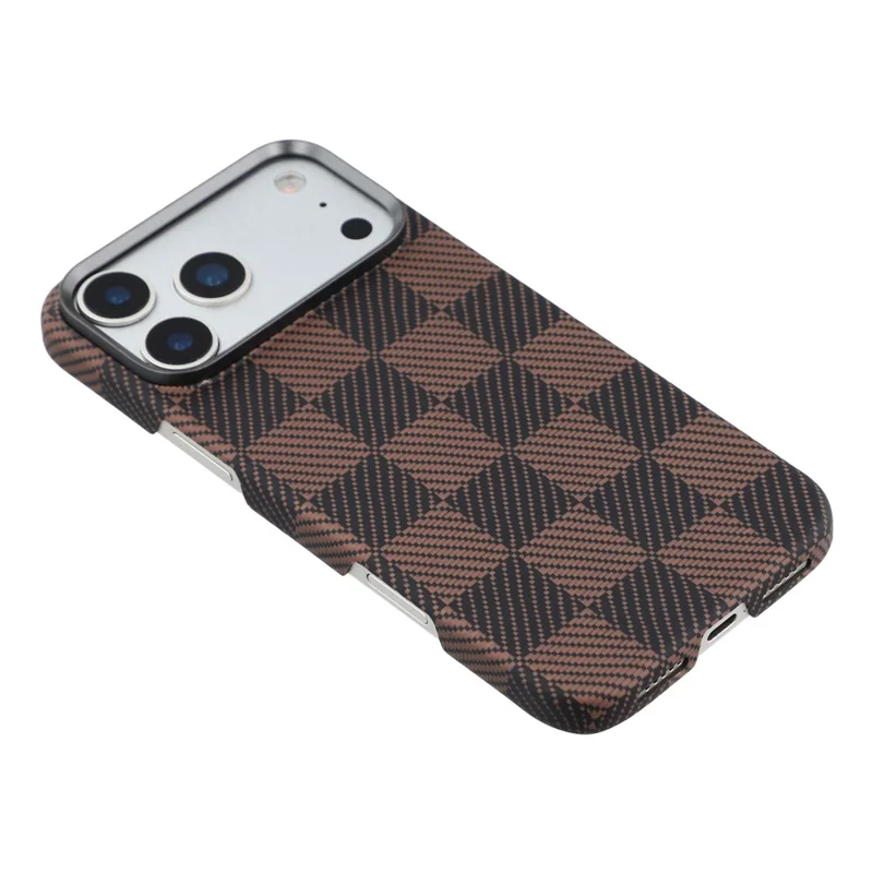 For iPhone 17 Pro Case Square Grid Pattern Aramid Fiber Phone Cover Compatible with MagSafe