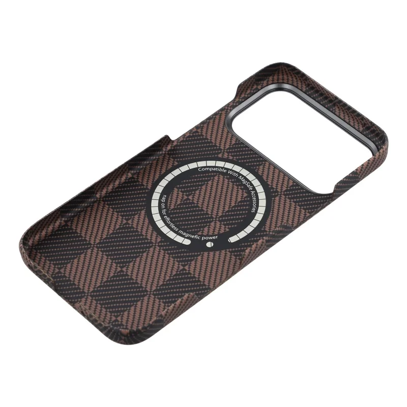 For iPhone 17 Pro Case Square Grid Pattern Aramid Fiber Phone Cover Compatible with MagSafe