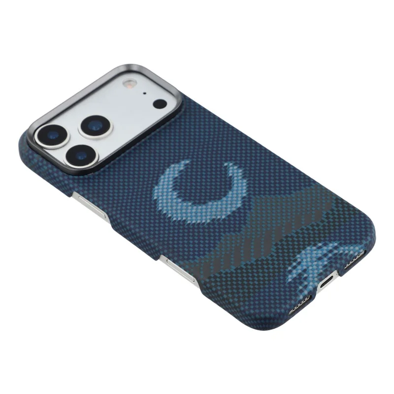 For iPhone 17 Pro Magnetic Case Precise Cutouts Aramid Fiber Phone Cover with Metal Lens Frame - Moon