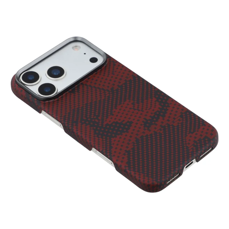 For iPhone 17 Pro Magnetic Case Camouflage Pattern Aramid Fiber Phone Cover with Metal Lens Frame