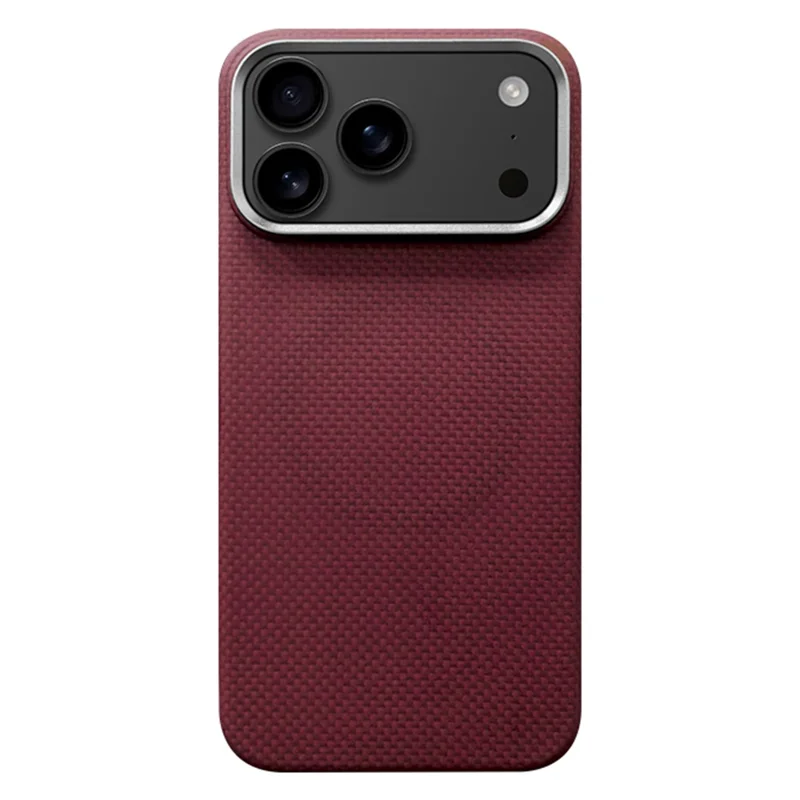 For iPhone 17 Pro Max Magnetic Case Fine Grid Aramid Fiber Phone Cover with Metal Lens Frame