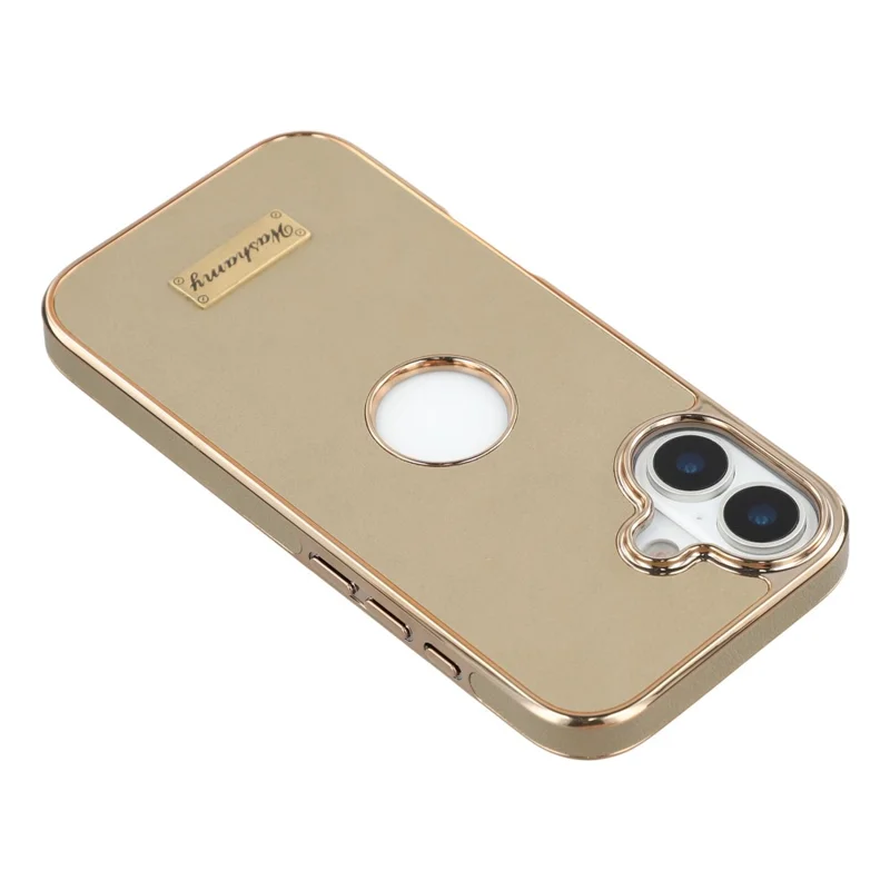 Funda para iPhone 17 compatible con MagSafe Funda de teléfono de cuero electrochapado con agujero de logotipo hueco - Gris