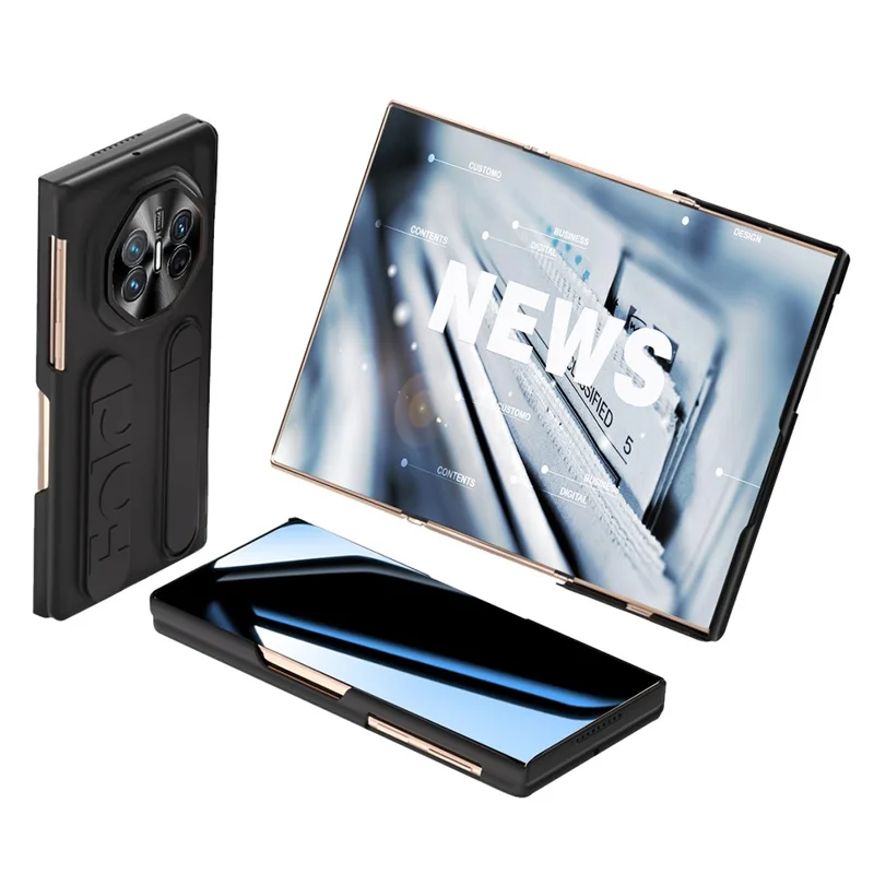 غطاء لهواوي ميت إكس تي التيميت / غطاء هاتف صلب من مادة البولي كربونات مع حامل ورباط معصمي - أسود