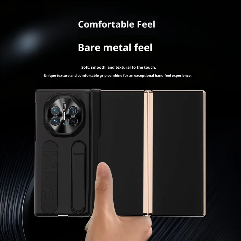 غطاء لهواوي ميت إكس تي التيميت / غطاء هاتف صلب من مادة البولي كربونات مع حامل ورباط معصمي - أسود