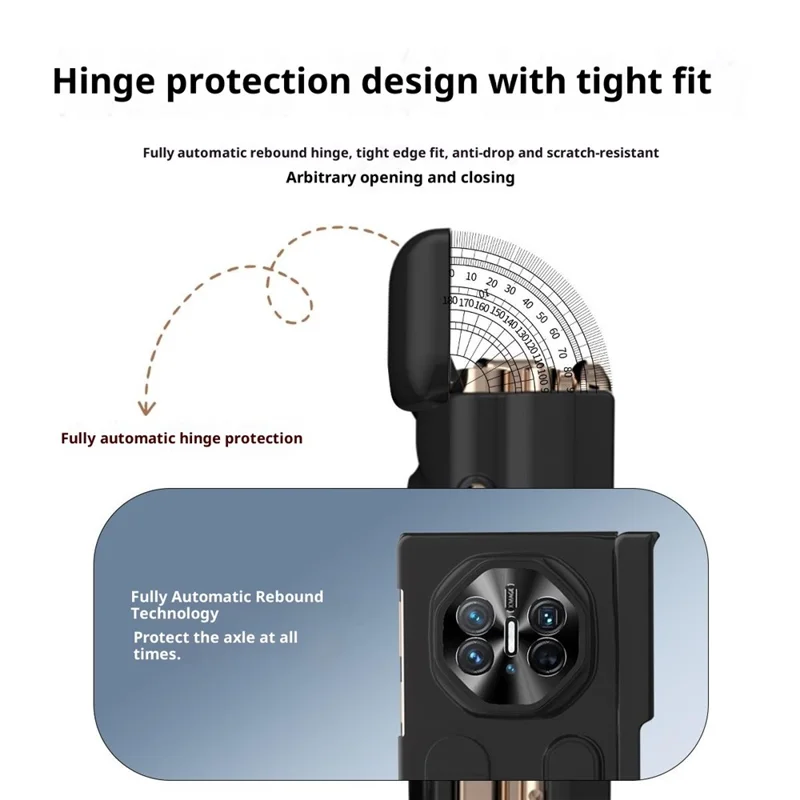 غطاء لهواوي ميت إكس تي التيميت / غطاء هاتف صلب من مادة البولي كربونات مع حامل ورباط معصمي - أسود
