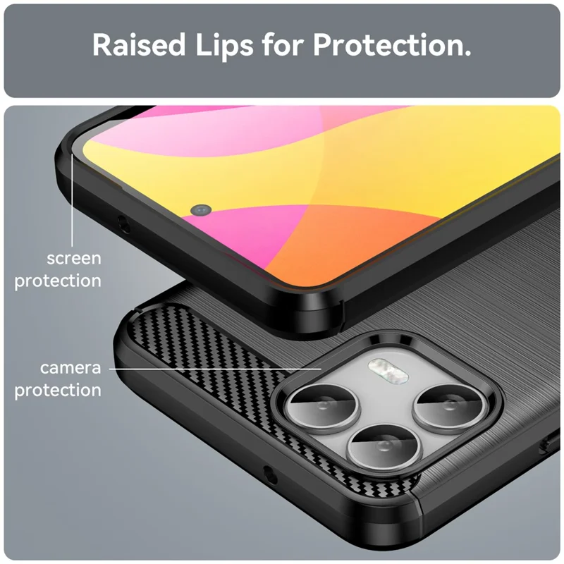 Pour T-Mobile T Phone 3 Pro / Revvl 8 Pro Étui de protection pour téléphone Texture en fibre de carbone brossée - Noir