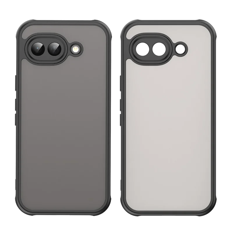For Google Pixel 10a Case Drop Proof Airbags Frosted Translucent PC + TPU Phone Back Cover - Black