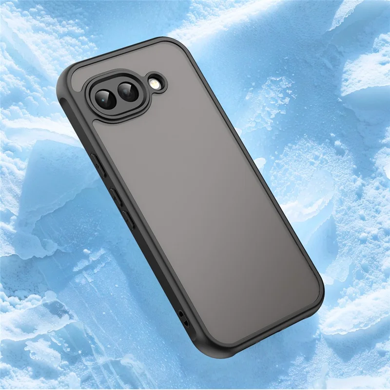 For Google Pixel 10a Case Drop Proof Airbags Frosted Translucent PC + TPU Phone Back Cover - Black