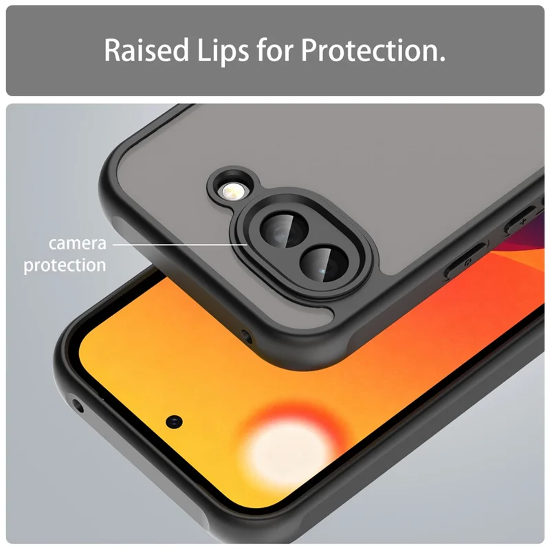 For Google Pixel 10a Case Drop Proof Airbags Frosted Translucent PC + TPU Phone Back Cover - Black