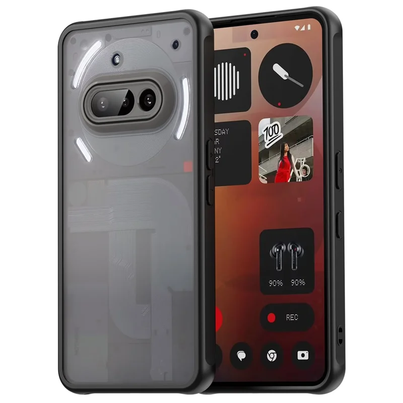 For Nothing Phone (3a) Case Drop Proof Airbags Frosted Translucent PC + TPU Phone Back Cover - Black