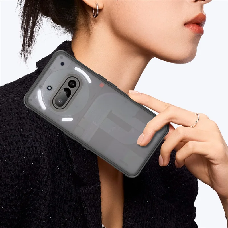 For Nothing Phone (3a) Case Drop Proof Airbags Frosted Translucent PC + TPU Phone Back Cover - Black