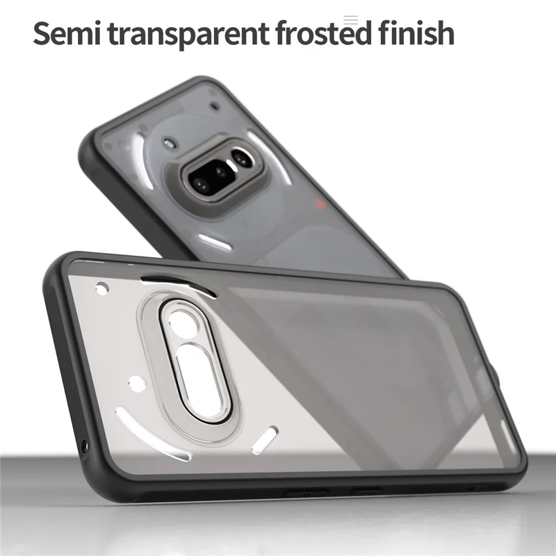 For Nothing Phone (3a) Case Drop Proof Airbags Frosted Translucent PC + TPU Phone Back Cover - Black