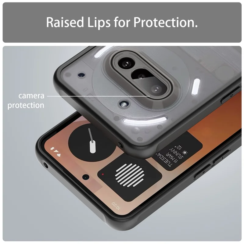 For Nothing Phone (3a) Case Drop Proof Airbags Frosted Translucent PC + TPU Phone Back Cover - Black