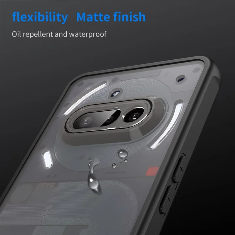 For Nothing Phone (3a) Case Drop Proof Airbags Frosted Translucent PC + TPU Phone Back Cover - Black