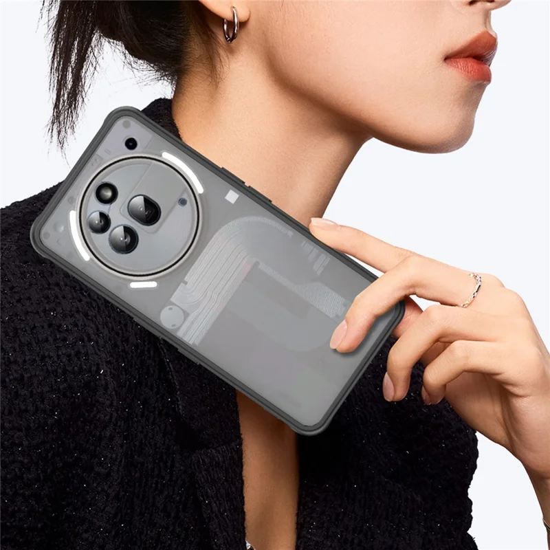 Per Nothing Phone (3a) Pro Case Drop Proof Airbags Frosted Translucent PC + TPU Phone Back Cover - Nero